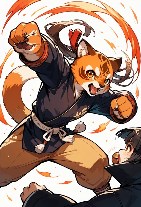 rating_safe, score_9, score_8_up, score_7_up, score_6_up, score_5_up, score_4_up, hires, source_furry(kemono, boy, girl)dynamic angle, kung fu film, action, perfect anatomy,