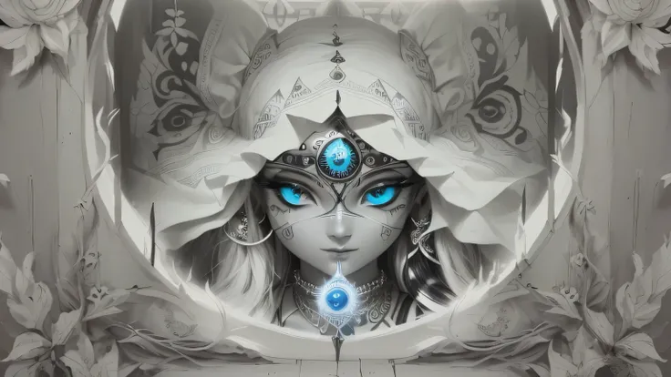 a close-up of a black and white photograph of a window, abrindo o third eye, wedjat eye, THE EYE THAT SEES EVERYTHING, Índia third eye tika, third eye no middle of the forehead, third eye, middle of the forehead, Hidden silver mask of full face, very grain...