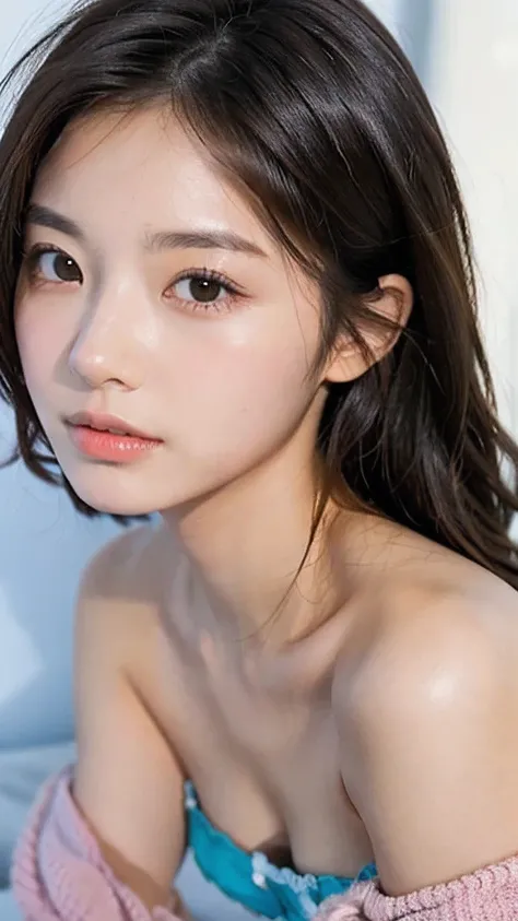 ((Highest quality, 8k, masterpiece: 1.3)), sharp: 1.2, Perfect Body Beauty: 1.4, Slim Abs: 1.2, ((Layered Hairstyles, Small breasts: 1.2)), (Off the shoulder: 1.2), (nude: 1.2), Face close-up: 1.5, Highly detailed face and skin texture, Beautiful Eyes, dou...