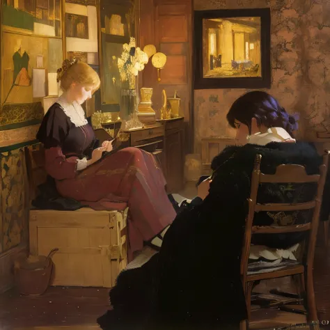 部屋の机に座っているwomanの絵, Indoor scene, By Edouard Vuillard, Harriet Bakker, By Felix Vallotton, By William Glackens, inspired By Edouard Vuillard, Henri Le Sidaneer, woman, By Pierre Bonnard, By Pierre Bonnard, Felix Vallotton