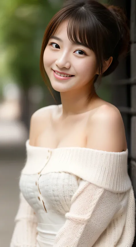 masterpiece,best quality,(Japanese girl),((Beautiful girl)),cleavage,(off shoulder:1.2),(perfect body beauty:1.2),(shy smile),From slightly above