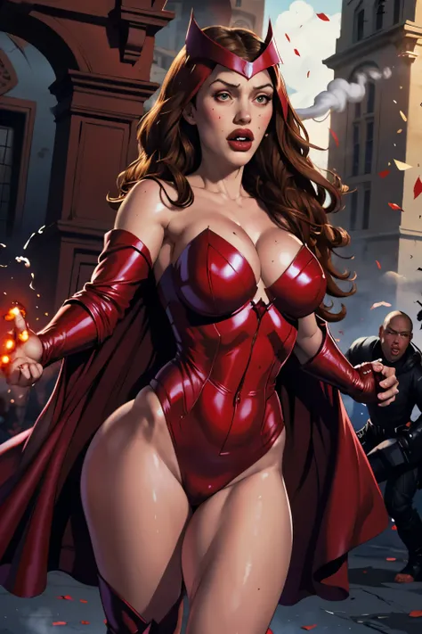 ((highest quality)), ((masterpiece)), (be familiar with), ((kat dennings)), ((scarlet witch)), perfect face、precise、(accurate ha...