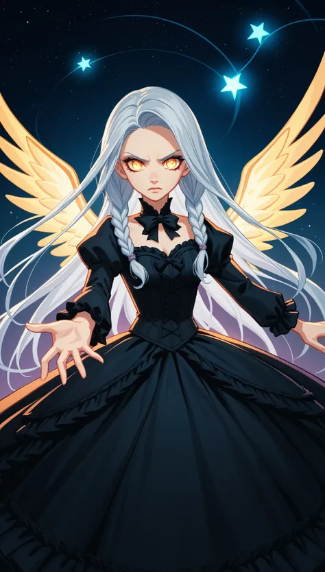 score_9, score_8_up, score_7_up, score_6_up, score_5_up, score_4_up, BREAK source_anime, [source_anthro], rating_safe, [rating_explicit],

mesmerizing, fantastical, powerful woman, dressed in a gothic black corset dress, long silver hair, elaborate braids ...