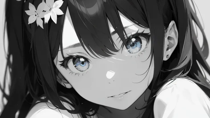 ((best quality)), ((masterpiece)), (detailed), anime girl painted in canvas with black and white colour