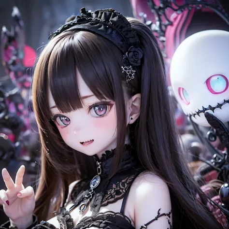 (Highest quality,4K,8k,High resolution,masterpiece:1.2),beautiful detailed eye,length eyelashes,Beautiful lip detail,extremely detailed eye and face,(Vibrant colors,colorful,Contrast enhancement:1.1),dark atmosphere,spooky ambiance,Gothic style,Satanic in ...