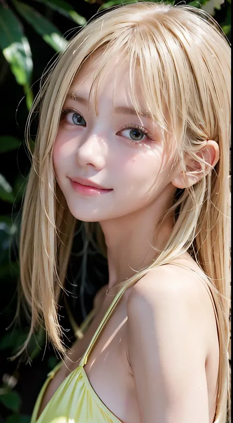 windy blonde hair、Sexy and beautiful、Very cute face、very long and beautiful straight blonde hair、Shiny and dazzling bright blonde hair、Very cute beautiful face、Sexy and cute beauty 1、Her bright pearl green eyes are cute、Beautiful transparent skin、Long bang...