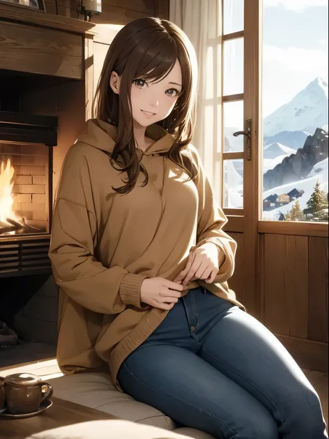 High resolution, 8k, Highest quality, detailed, Semi-realistic anime, Anime 3D Style, Smooth anime CG, One Girl, A 20-year-old Japanese woman, slim, Modeled, Shiny brown hair, detailedな顔, Beautiful and detailed, Glowing Skin, Hard Focus、Film Grain, Soft li...