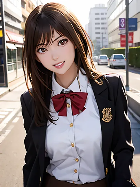 High resolution, 8k, Highest quality, detailed, Semi-realistic anime, Anime 3D Style, Smooth anime CG, One Girl, A 20-year-old Japanese woman, slim, Modeled, Shiny brown hair, detailedな顔, Beautiful and detailed, Glowing Skin, Hard Focus、Film Grain, Soft li...