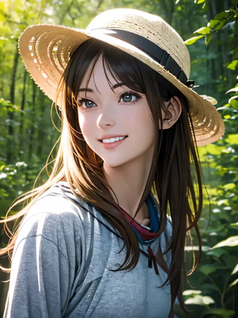 High resolution, 8k, Highest quality, detailed, Semi-realistic anime, Anime 3D Style, Smooth anime CG, One Girl, A 20-year-old Japanese woman, slim, Modeled, Shiny brown hair, detailedな顔, Beautiful and detailed, Glowing Skin, Hard Focus、Film Grain, Soft li...