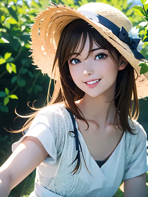 High resolution, 8k, Highest quality, detailed, Semi-realistic anime, Anime 3D Style, Smooth anime CG, One Girl, A 20-year-old Japanese woman, slim, Modeled, Shiny brown hair, detailedな顔, Beautiful and detailed, Glowing Skin, Hard Focus、Film Grain, Soft li...