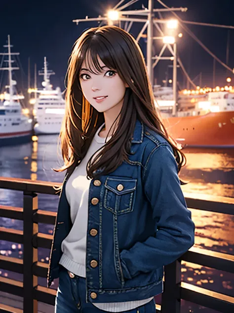 High resolution, 8k, Highest quality, detailed, Semi-realistic anime, Anime 3D Style, Smooth anime CG, One Girl, A 20-year-old Japanese woman, slim, Modeled, Shiny brown hair, detailedな顔, Beautiful and detailed, Glowing Skin, Hard Focus、Film Grain, Soft li...