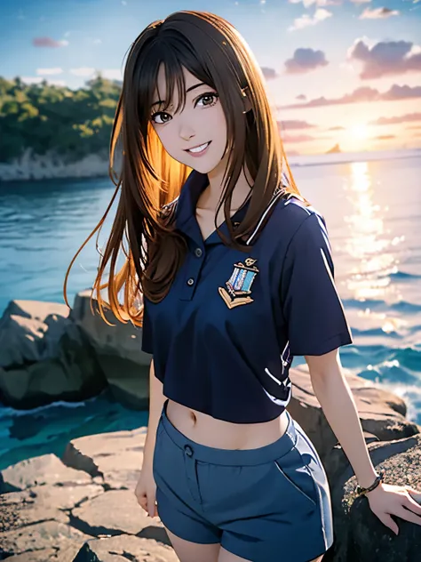 High resolution, 8k, Highest quality, detailed, Semi-realistic anime, Anime 3D Style, Smooth anime CG, One Girl, A 20-year-old Japanese woman, slim, Modeled, Shiny brown hair, detailedな顔, Beautiful and detailed, Glowing Skin, Hard Focus、Film Grain, Soft li...
