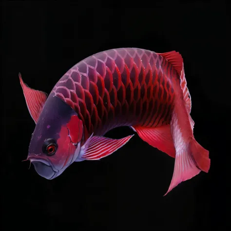 Close-up of a fish with a red and purple tail, Kurumida Masami, author：Travel in Kana, Minoru Noda, Red scales, Diego demands, author Wen Boren, Red scales on his back, Beautifully detailed orixa, a purple fish, Suda Masami, Hiroyuki