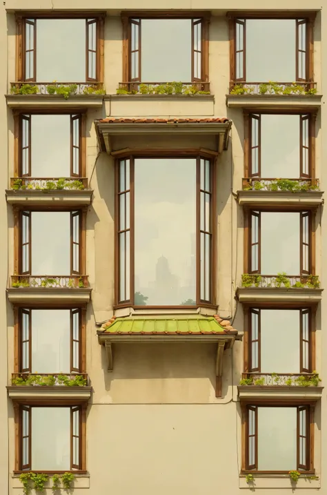 there is a picture of a window with a shelf and a window sill, open window ib background, many windows, window and city background, realistic windows, many large windows, house windows, window ( city ), house background, many large green windows, small win...