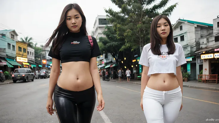 20 year old vietnam girl with tight pants and belly showing