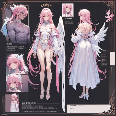 (Masterpiece, best quality), detailed, 1 man, ((character concept art)), ((character design sheet, same character, front, side, back)), full body, body complete, 1 Male angel, 1 Man angel, Detailed face, character design sheet，full bodyesbian, Highly detai...