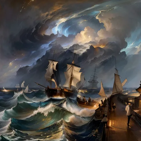 荒波の中を進む船の絵in、People on a boat々There are, by inilliam Turner, by inilliam Turner of Oxford, joseph mallord william Turner, by J.Meters.in. Turner, by J. Meters. in. Turner, a violent Sea storm, jmw Turner, j m w Turner, Turner. Symmetric, John Constable, Se...