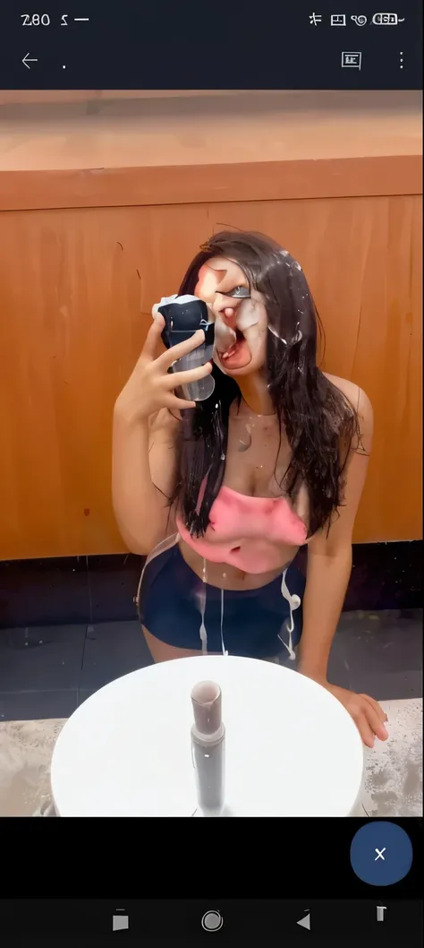 Turn her into a whore, giving blowjob with cum on face