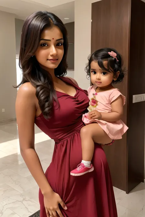 12 years cute beautiful face with hot indian super bowl girl only with his 5 years cute little beautiful baby pic with pregnant with stylish Rose colour modern trending hot sexy dress with hot full size romantic hot moody pic