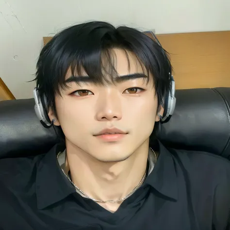 arafed asian man with headphones on sitting in a chair, kim doyoung, taken in the early 2020s, hyung tae, hsiao-ron, jung jaehyun, south korean male, jinyoung shin, tanaka suguru, masami suda, hong june hyung, kousuke oono, 2 , taejune kim