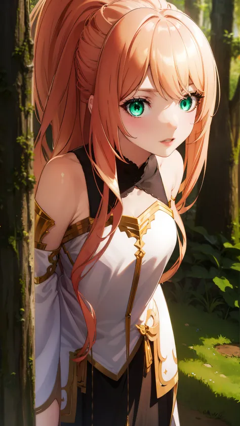 lexiavonarselia, lexia von arselia, long hair, blonde hair, (green eyes:1.5), ponytail, pink hair,
BREAK dress, bare shoulders, detached sleeves, white dress,
BREAK looking at viewer, full body,
BREAK outdoors, forest, nature,
BREAK (masterpiece:1.2), best...