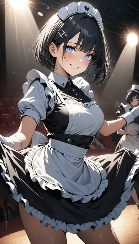 ((best quality)), ((masterpiece)), (detailed), perfect detailed eyes, perfect detailed face, black hair, bob cut, hairpin, maid,...