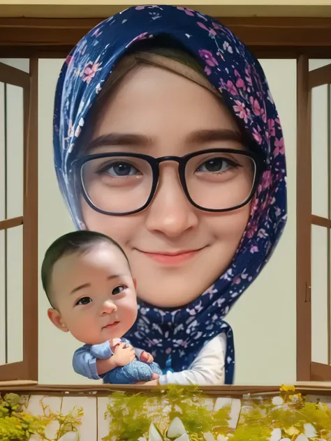 a close up of a A baby boy is being carried by his mother, full protrait, realism artstyle, inspired by Nil Gleyen, nft portrait, fanart, portait photo profile picture, kawaii realistic portrait, in cartoon style, inspired by JoWOnder, protrait, high quali...