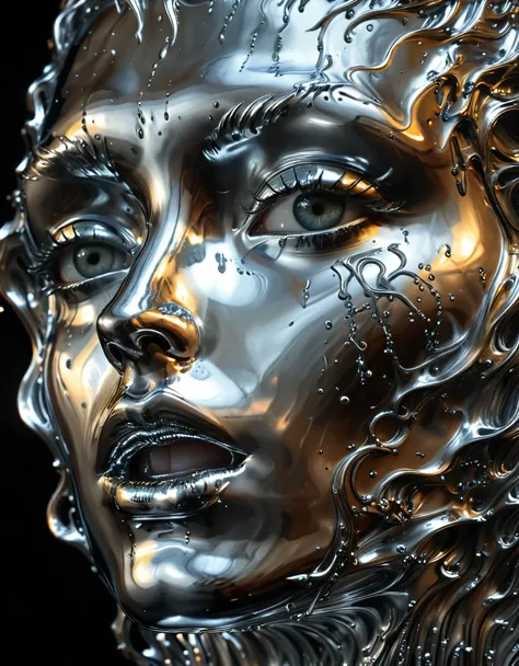 (best quality,4k,8k,highres,masterpiece:1.2),ultra-detailed,(realistic,photorealistic,photo-realistic:1.37),liquid metal face,be...