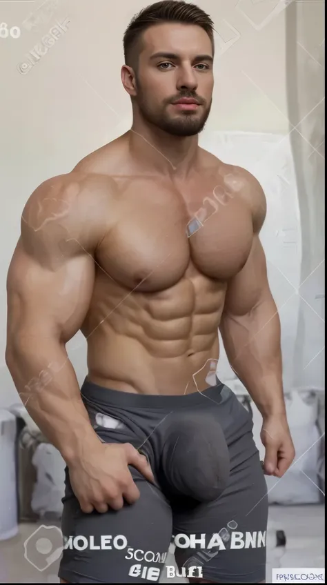 muscular bald gay man, huge penis, detailed anatomy, hyper realistic,high quality, photorealistic,