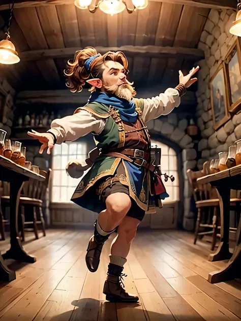 a dwarf dancing in the tavern, tap dancing