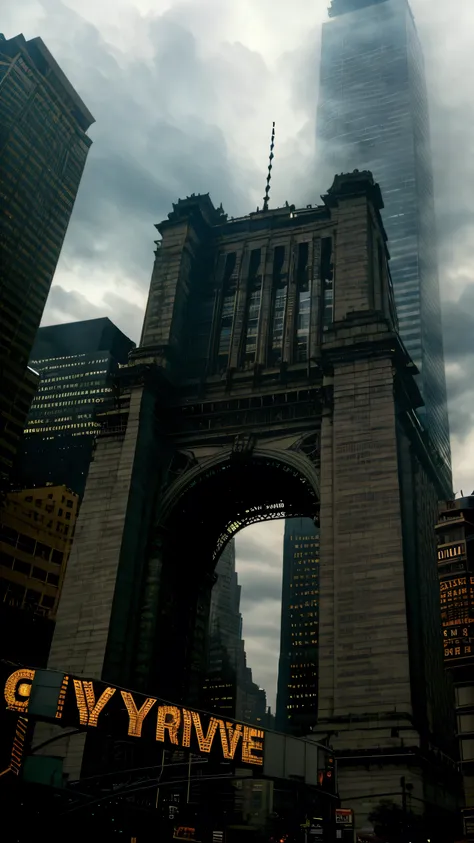 new york background，gloomy sky，chitauri invasion