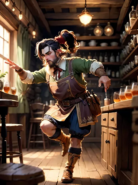 a dwarf dancing in the tavern, tap dancing