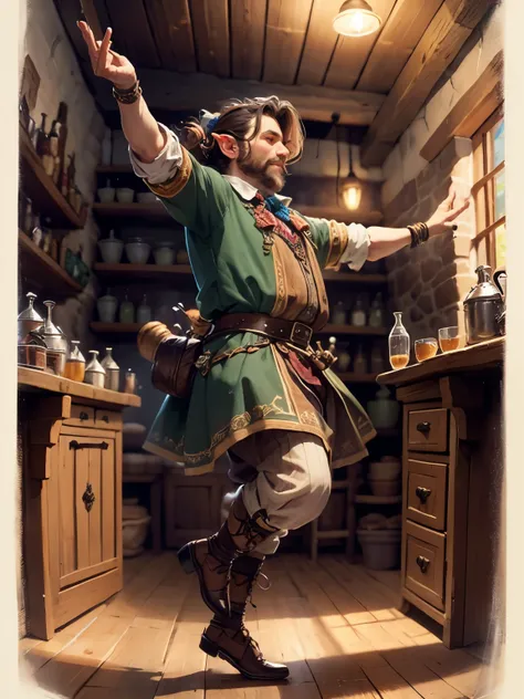 a dwarf dancing in the tavern, tap dancing