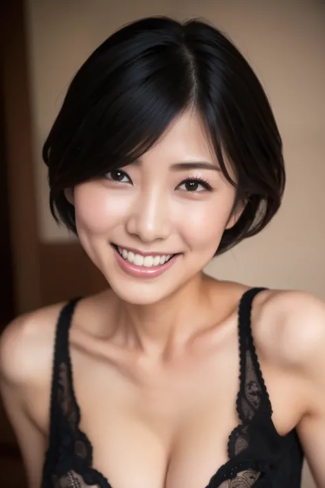 Mature attractive Japanese woman in her 30s、3 people、Plump、lingerie、Large Breasts、Laughter、masterpiece、Highest quality、Short hair or updo:1.5,Shiny black hair、I can see the ears、Half-open mouth、Embarrassed look、blush:2.0、Random Location