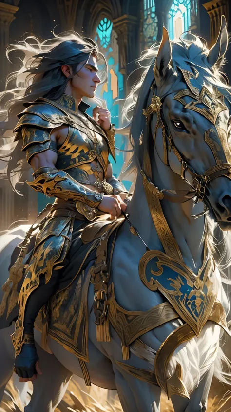 cinematic fantasy centaur, detailed and intricate, muscular upper body, horse-like lower body, flowing mane, piercing eyes, ornate armor, mythical creature, dramatic lighting, epic landscape, cinematic composition, highly detailed, photorealistic, dramatic...