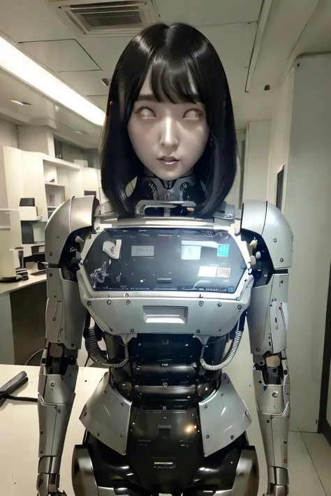 masterpiece, best quality, extremely detailed,  japaese cyborg girl,plump , control panels,android,droid,mechanical hand, robot ...