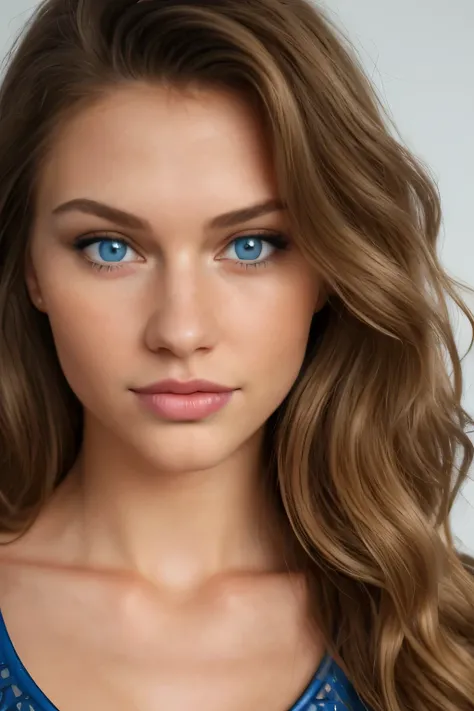 full-body photo of a young 2 beautiful, big lips, full body, high cheekbones, playful, Swiss and Russian mixed race, blue eyes, full-body shot, long wavy light blonde-brown mixed hair, busty, realistic skin texture, average height, slim and toned, hyperrea...