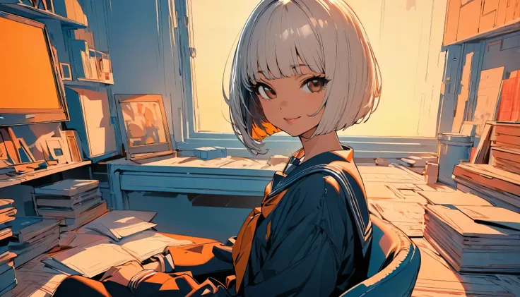((highest quality:1.2, Very detailed, up to date, Vibrant, Ultra-high resolution, High Contrast, masterpiece:1.2, highest quality, Best aesthetics), (wide shot:1.5), Portraiture、girl、solo, (15-years-old:1), slim, brown eye, Bright colors、Beautiful fine det...