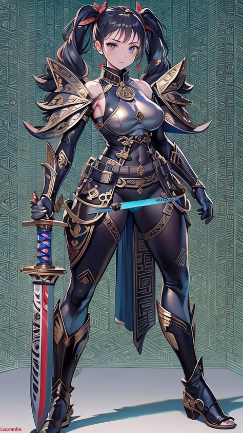 ((Highest quality)),(Ultra-high resolution),(Super detailed),(Detailed Description),((The best CG)),(masterpiece),Highly detailed art,(Art with precise detail:1.5), (Female Swordsman:1.7),(Belted bodysuit:1.7,Matte Black:1.3),(Spiked Boots:1.3),(Breast Arm...