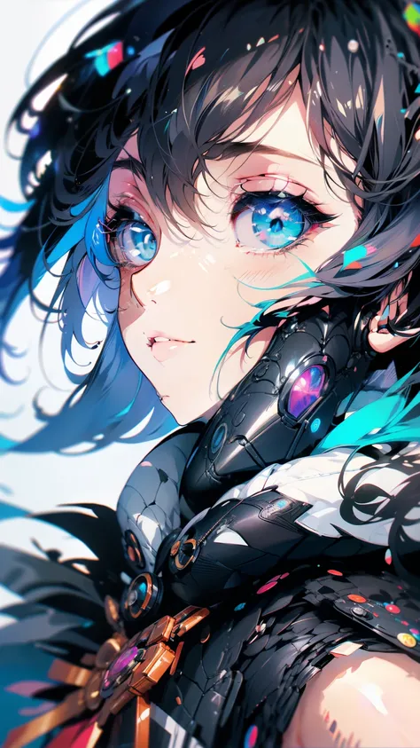 Close-up of a girl with a futuristic design on his face, Badass anime 8 K, yugioh art style, 4k anime wallpapers, 8k anime wallpapers, Anime art wallpaper 8k, 4K anime style, Anime art wallpaper 4k, Anime art wallpaper 4k, 4k anime wallpapers, Eugio art, d...