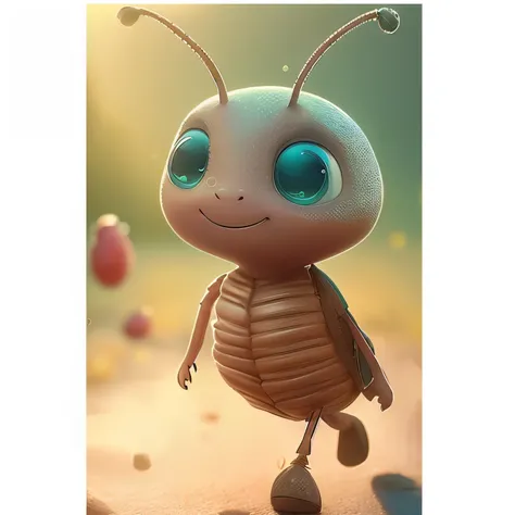 cartoon bug with blue eyes speaking, cute 3 d render, adorable digital painting, 3 d render beeple, cute detailed digital art, cute cartoon character, pixar cute character design, beeple!!, cute digital art, ant alien, cute! c4d, cute pixar character, beep...