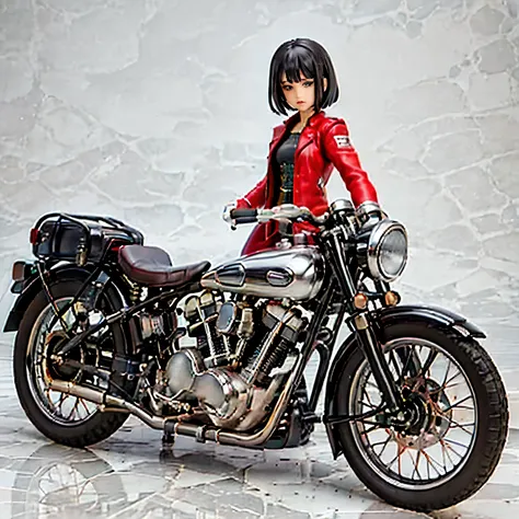 (porcelain doll)、(陶磁器people形)、(ride a classic motorcycle:1.2 )、(vintage bikes、bluff superior ss100)、美しい若い日本people女性、beautiful fa...