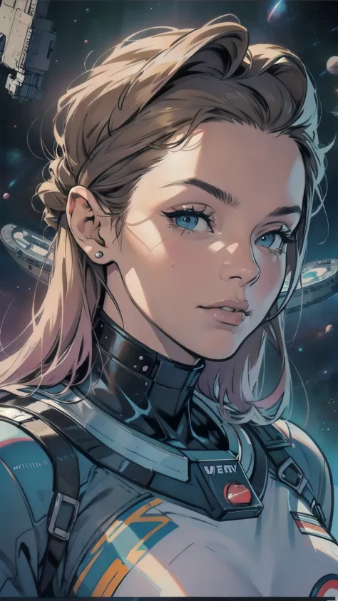 (((ultimate best quality))),((((solo:1.2)))),((((1girl:1.2)))),((((beautiful perfect woman)))),(((detailed perfect body, detailed perfect finger))),((((((ultimate spacethriller movie poster)))))),(((bust up, close up))),(((((American comics))))),(((extreme...