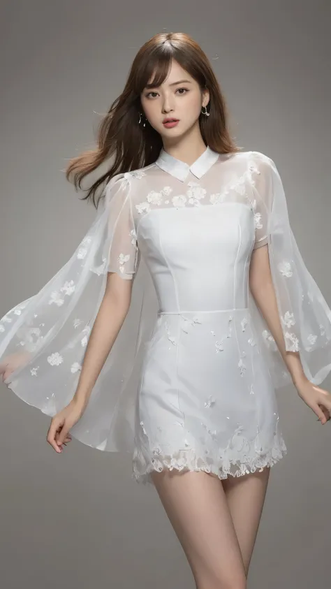 Highest quality,masterpiece,Ultra-high resolution,(Actual:1.4),Original photo,Ultra-high resolution，8K，There are also women，Fair skin、Transparent short-sleeved one-piece white dress ,long length skirts.
Long legs:1.5，Bright and beautiful，high waist，Flashy ...