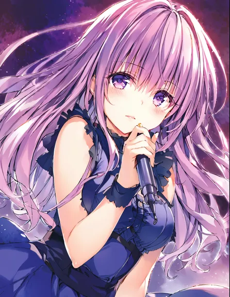 Official art using hand-drawn watercolor sketch technique　purple　Light novel cover art