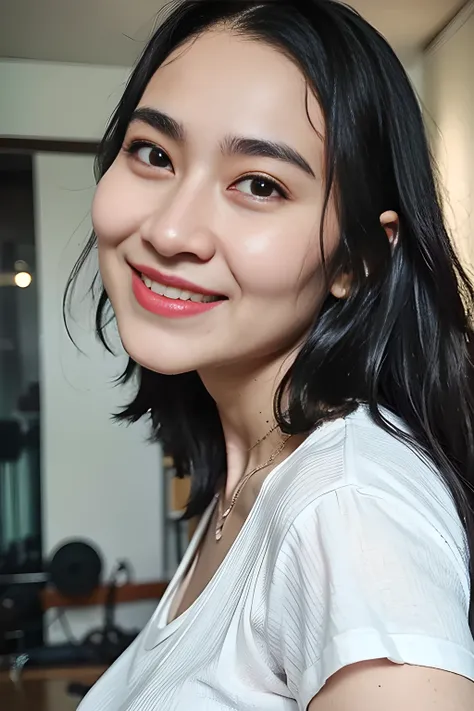 "generate a very high-resolution image (8k, uhd) of a slim, young indonesian woman with straight, non-curly hair, wearing a very...