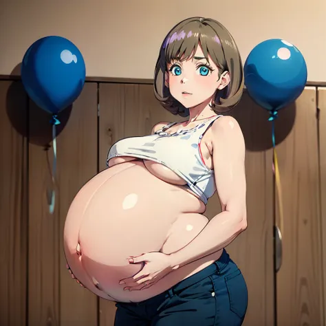 short hair,big baby bump pregnant, japanese , big , nipple, cum, big blue balloons,16 years girl, big pregnant belly, big pregna...