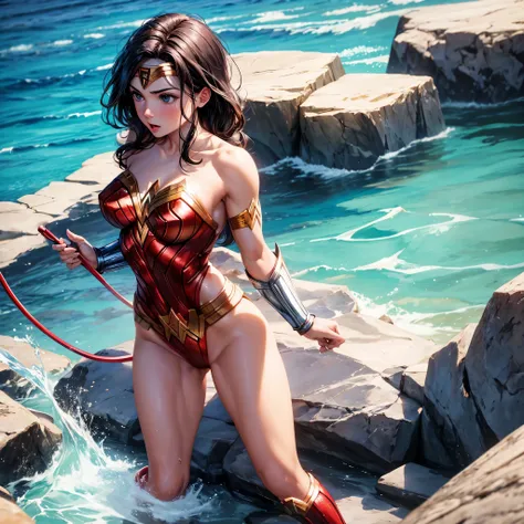 Wonder Woman bathing naked