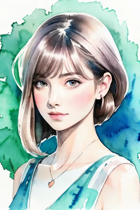 Beautiful girl, watercolor, illustration,