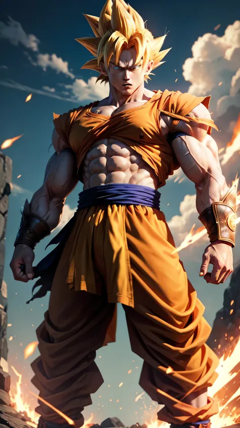 Goku super saiyan superior instinct , with kratos clothes 